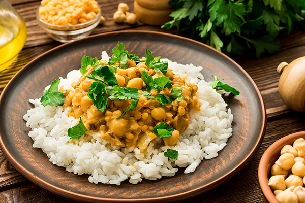 Ms. Chickpea Rice Bowl with curry